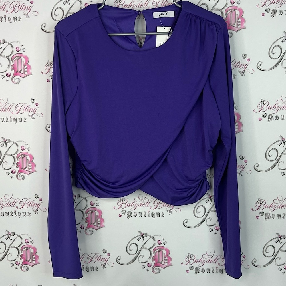 Suzy shier top brand new with tags royal Vibrant Purple Long Sleeve Blouse